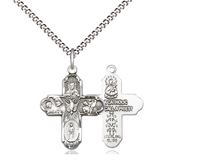 5 Way Sterling Silver Cross on an 18" Chain