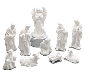 Assorted 19 White Angel Statues with Metal Wings, Sold Each