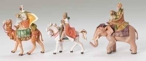 5" Fontanini Three Wise Men On Horse, Camel, Elephant