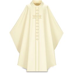 5089 White Gothic Chasuble in Cantate Fabric