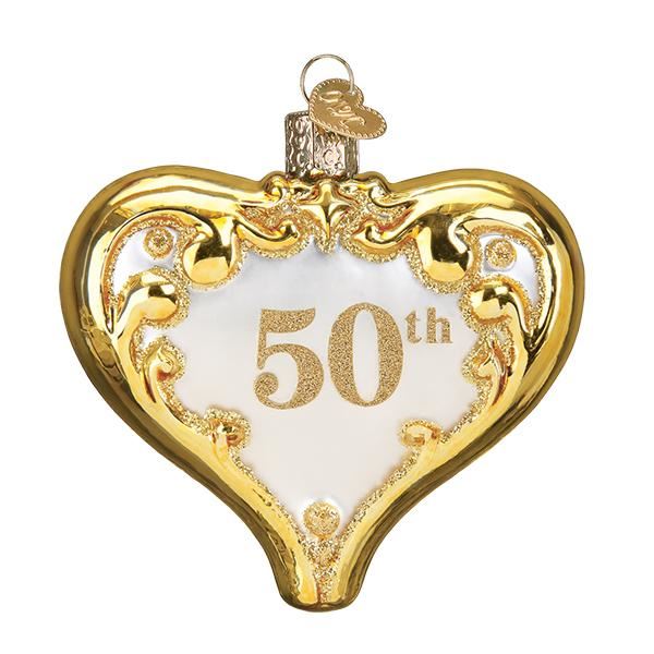 50th Anniversary Heart Glass Ornament
