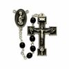 5mm Round Black Glass Bead First Communion Boy's Rosary