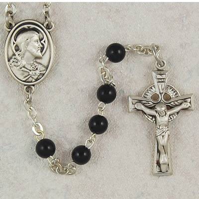 5mm Black Celtic Irish Rosary