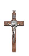 St. Benedict 6 1/2" Walnut Wall Crucifix