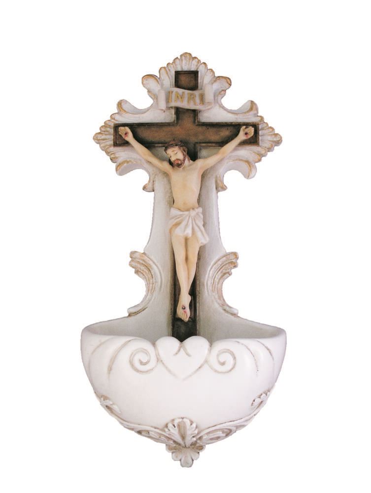 6.75" Crucifixion Holy Water Font 