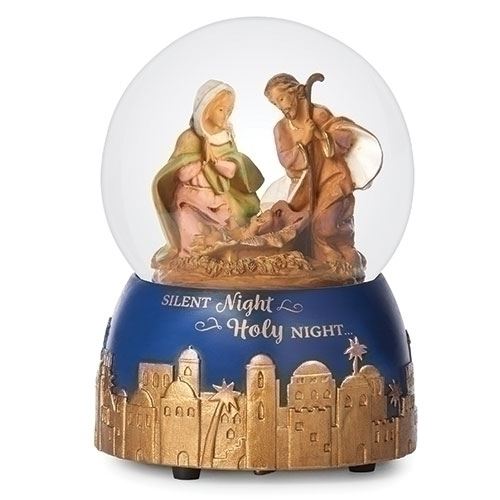 Fontanini 6" Musical Holy Family Nativity Water Globe with Bethlehem Town Base