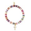 Youth Colorful Clay Heishi Bracelet with Cross Charm