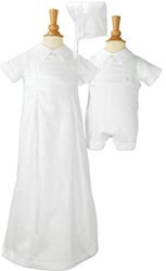 6 Month Boys 100% Cotton Convertible Christening Baptism Set with Hat