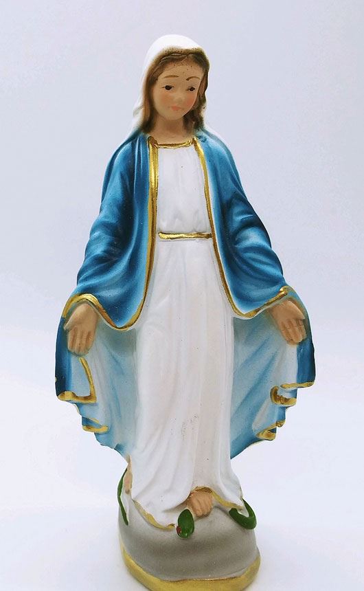 6" Our Lady Of Grace Statue Plaster, Made In Italy