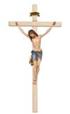 Wood Carved 63" Wall Crucifix with 30" Colored Fiberglass Corpus from Italy