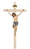63" Wood Carved Wall Crucifix with 30" Colored Fiberglass Corpus from Italy