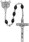 Black Glass 6mm Oval Rosary