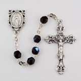 6mm January Garnet Rosary Silver Oxidized Crucifix And Center, Gift Boxed