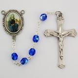 6mm Blue St. Anne Rosary with St. Anne Centerpiece