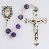 6mm Genuine Amethyst Rosary With Pewter Crucifix And Center
