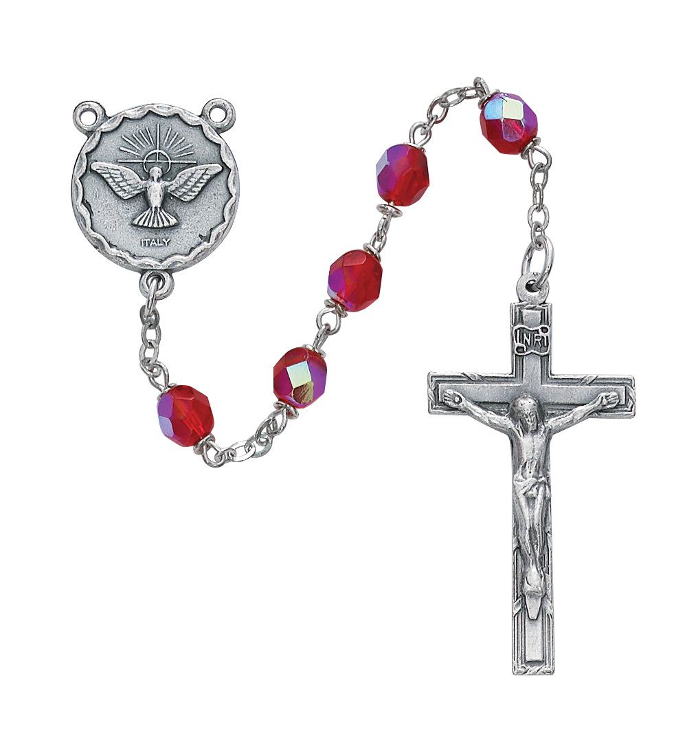 6mm Red Crystal Holy Spirit Rosary
