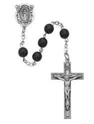 6mm Sterling Silver Black Glass Rosary