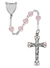6mm Sterling Silver Pink Glass Heart Rosary *WHILE SUPPLIES LAST*