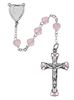 6mm Sterling Silver Pink Glass Heart Rosary