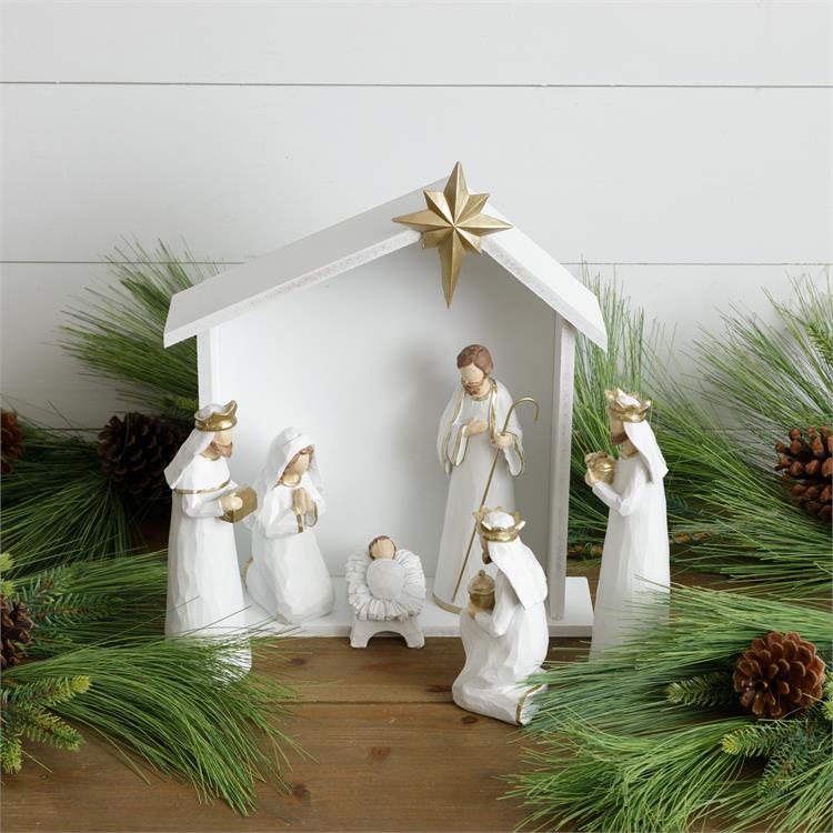 6pc Nativity Set with Stable