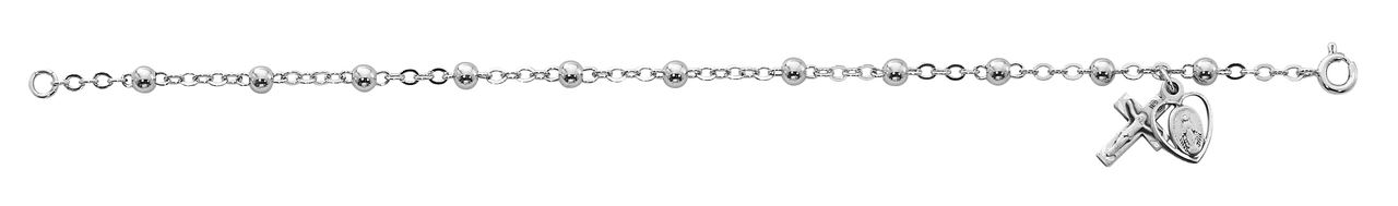 7.5" Sterling Silver 4mm Bead Rosary Bracelet