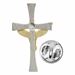 7/8 x 1/2 Inch Two-Tone Silver and Gold Crucifix Lapel Pin - 20105