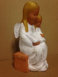 7" Ceramic Girl with Child