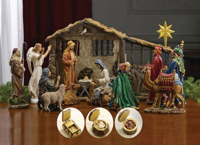 10 Pc Mexican Handcrafted Spirit of Christmas Nativity Set in Gift Box