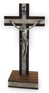 7" Standing Wood Crucifix with Mother of Pearl Inlay