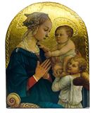 Lippi Madonna and Child 9.5" Plaque from Italy with Gold Leaf 