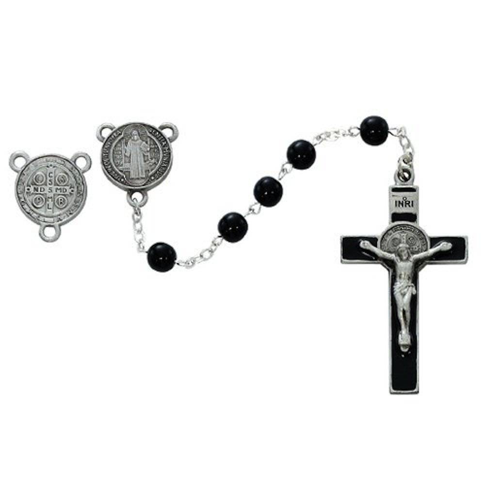 St. Benedict 7mm Black  Rosary