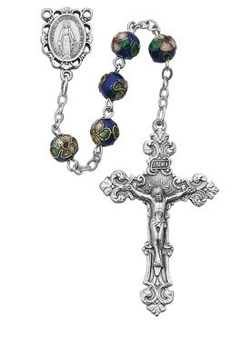 7mm Blue Cloisonne Rosary Gift Boxed