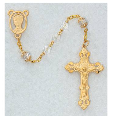 7mm Crystal & Gold Plate Rosary
