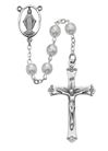 White Glass Pearl 7mm Rosary