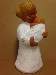 8" Ceramic Angel Girl with Baby