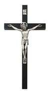 Black 8"  Wall Crucifix with Silver Corpus
