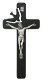 Holy Spirit 8" Cut-Out Wall Crucifix, Black Painted Wood