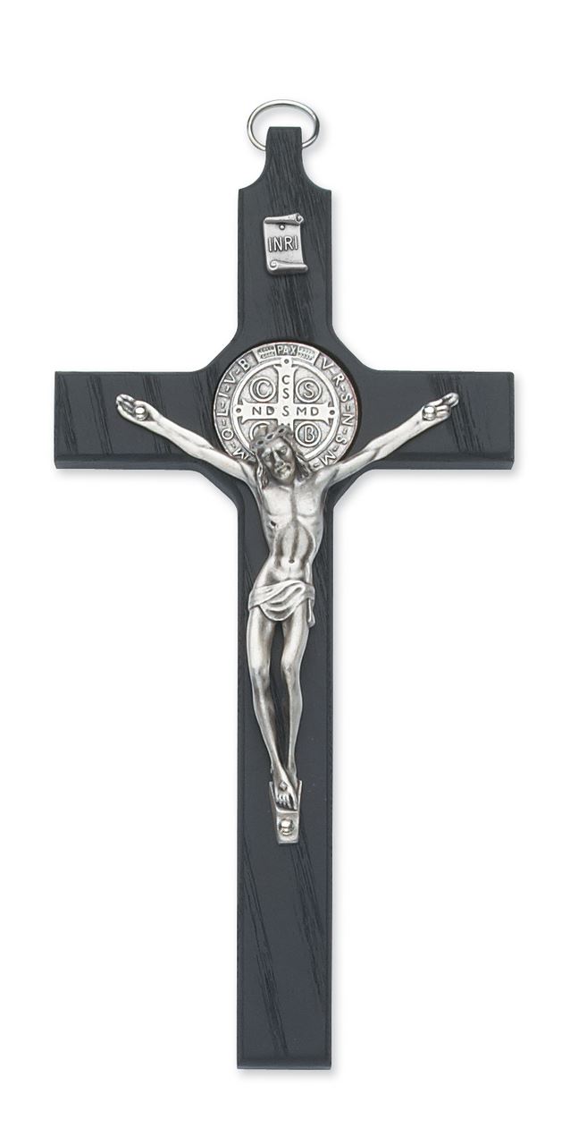 8" Black St Benedict Crucifix