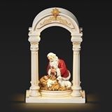 8"H Lighted Arch w/Kneeling Santa Figure