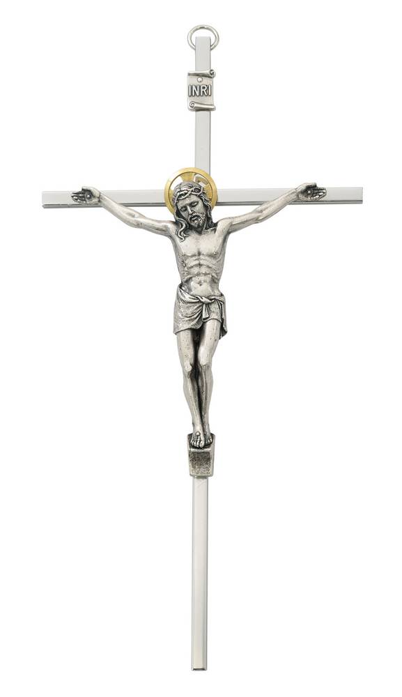 8" Silver Crucifix W/ Silver Corpus