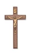 Beveled 8" Walnut Wall Crucifix