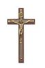 8" Walnut Crucifix W/Black & Gold Overlay