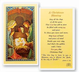 A Christmas Blessing  Clear, laminated Italian holy cards. Features World Famous Fratelli-Bonella Artwork. 2.5 x 4.5