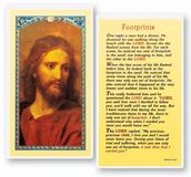 Footprints (Head of Christ)  Clear, laminated Italian holy cards with Gold Accents. Features World Famous Fratelli-Bonella Artwork. 2.5 x 4.5