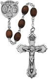 Brown Wood 8mm Oval Rosary