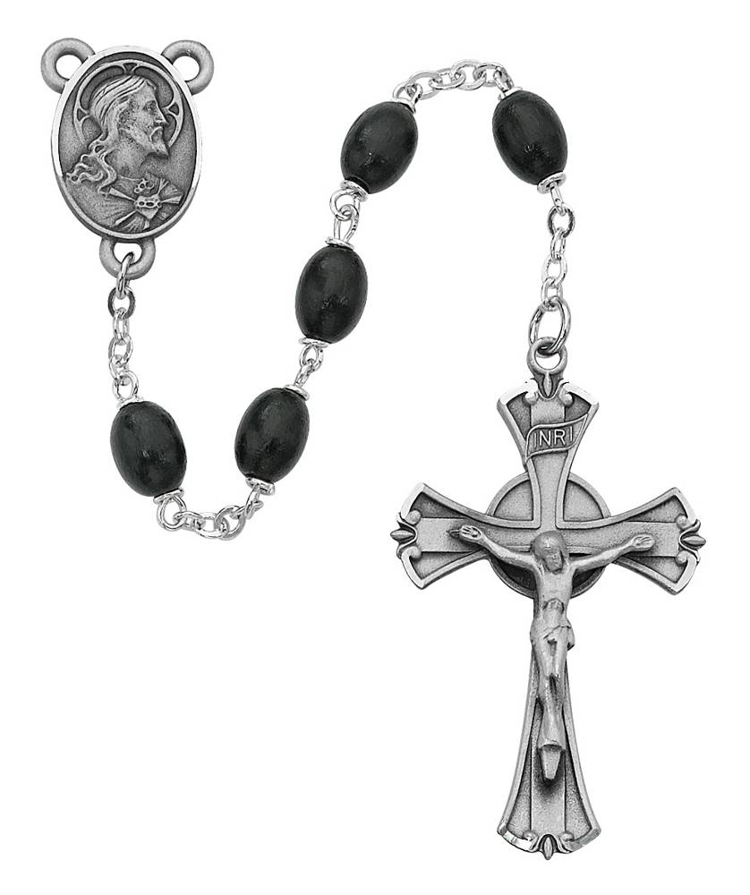 8mm Black Wood Rosary