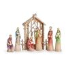 7pc Nativity Set with Birch Look Stable