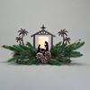 9.75" Holy Family LED Candle Evergreen Centerpiece