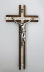 9.75" Italian Mother of Pearl Wall Crucifix with Silver Corpus 
