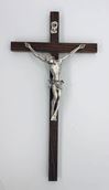 9.75" Italian Walnut Wall Crucifix with Silver Corpus